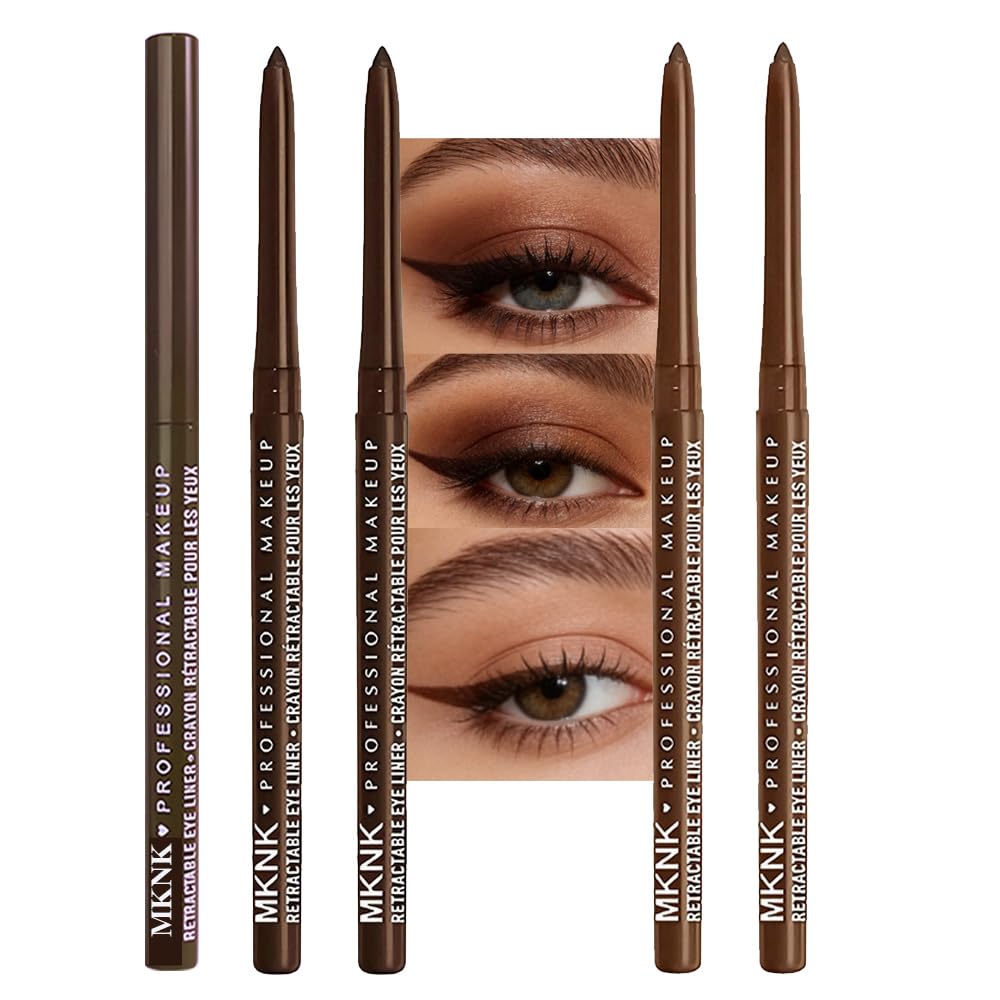 Retractable Creamy Eyeliner & Eyeshadow Sticks - Ultra Pigmented Matte Finish | 4 Pcs in Black, White, Brown, Blue, Purple, Green, Gray