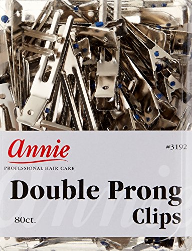 Annie Double Prong Clips - 80 Count Metal Hair Clips