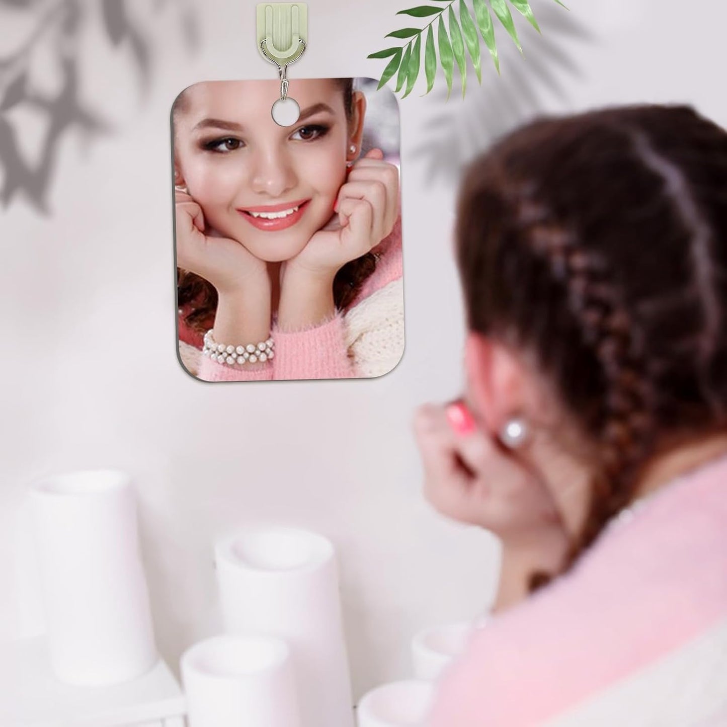 Medium Fogless Shaving Mirror - 2 Pack Shatterproof Wall & Handheld Design | 6x8 Inch for Travel & Camping
