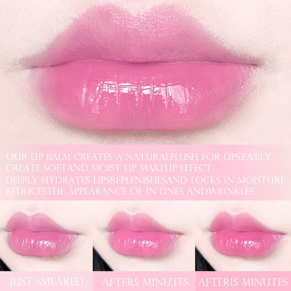 Blueberry Tinted Lip Balm Set - PH Color Changing Lipstick Balm for Women | Long-Lasting Light Pink Tint