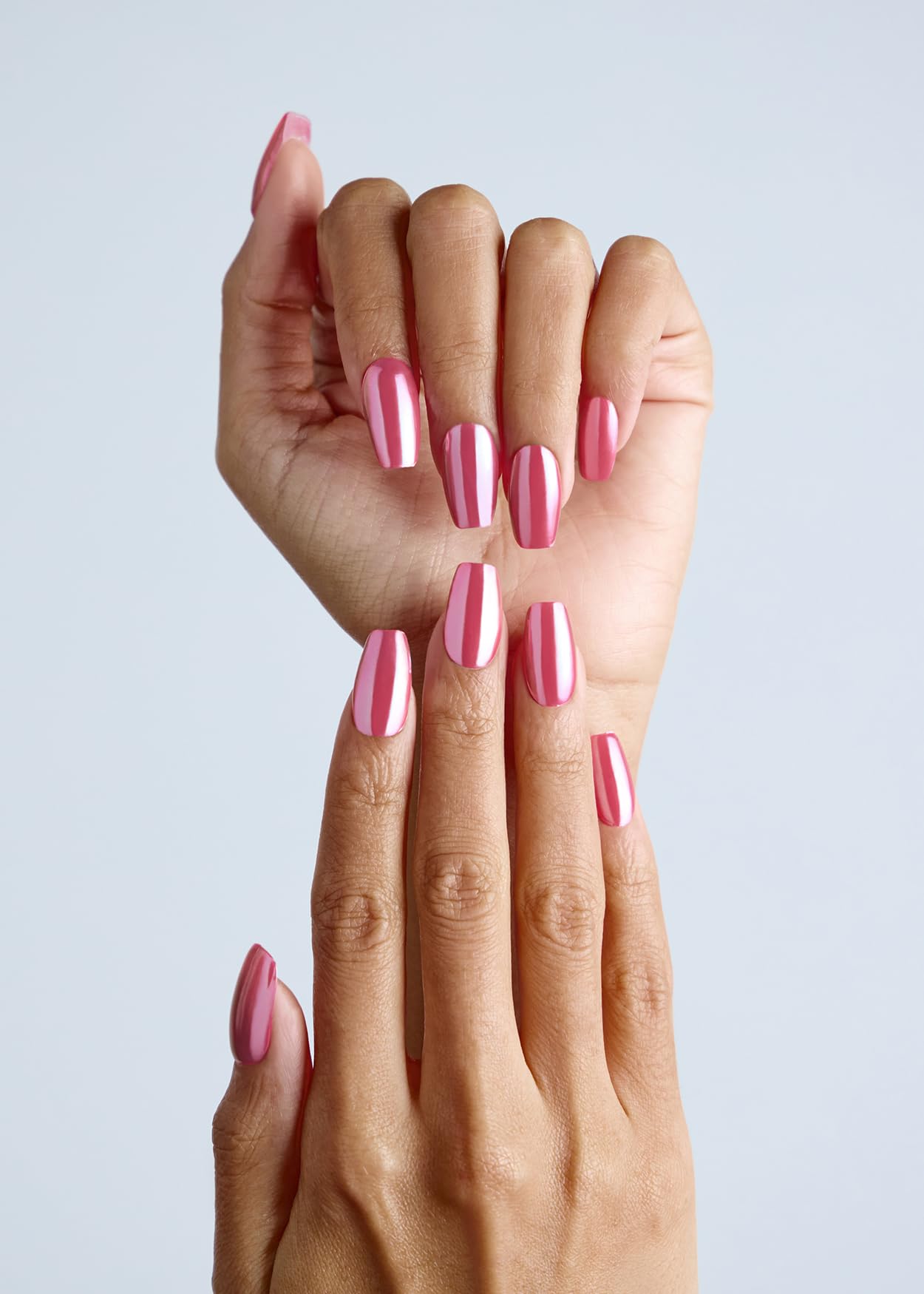 ohora Semi Cured Gel Nail Strips (N Pink Chrome) - Pink, Chrome, Works with Any UV/LED Lamps, Salon-Quality, Long Lasting, Easy to Apply & Remove - Includes 2 Prep Pads, Nail File & Wooden Stick