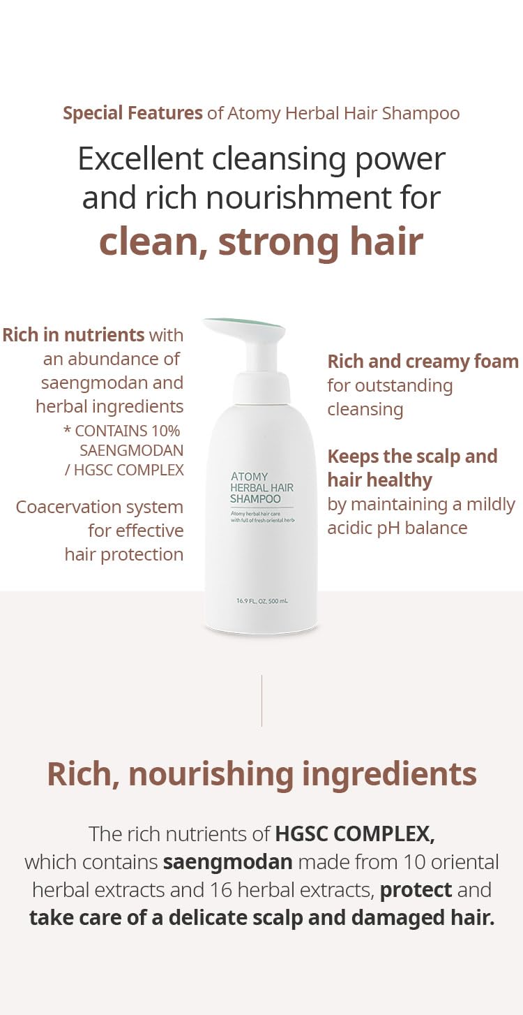 Herbal Hair Care Low pH Deep Cleansing Shampoo 500ml + Full of Nutrients, Smooth and Shiny Conditioner 500ml