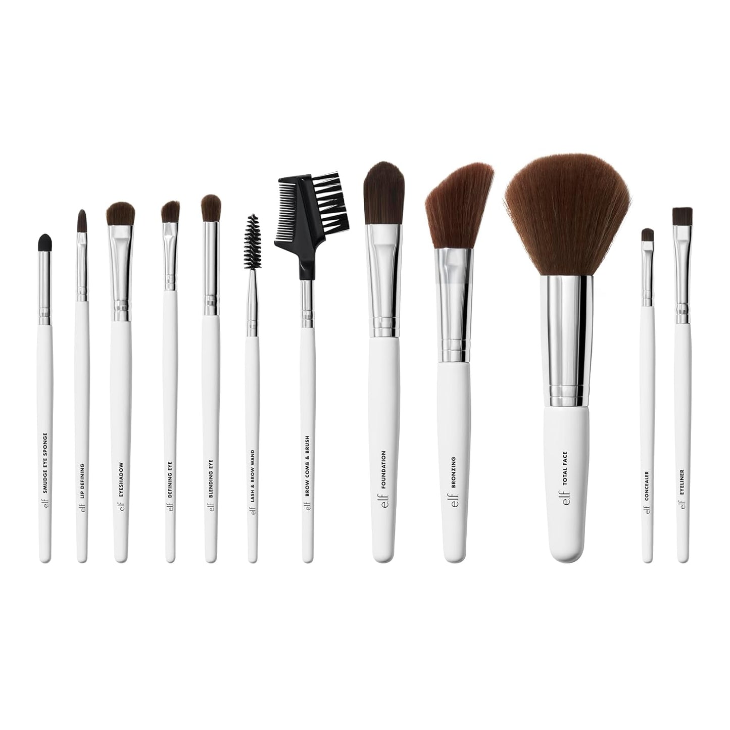 e.l.f. Professional Makeup Brush Set - 12 Vegan Brushes for Flawless Full-Face Application | Cruelty-Free
