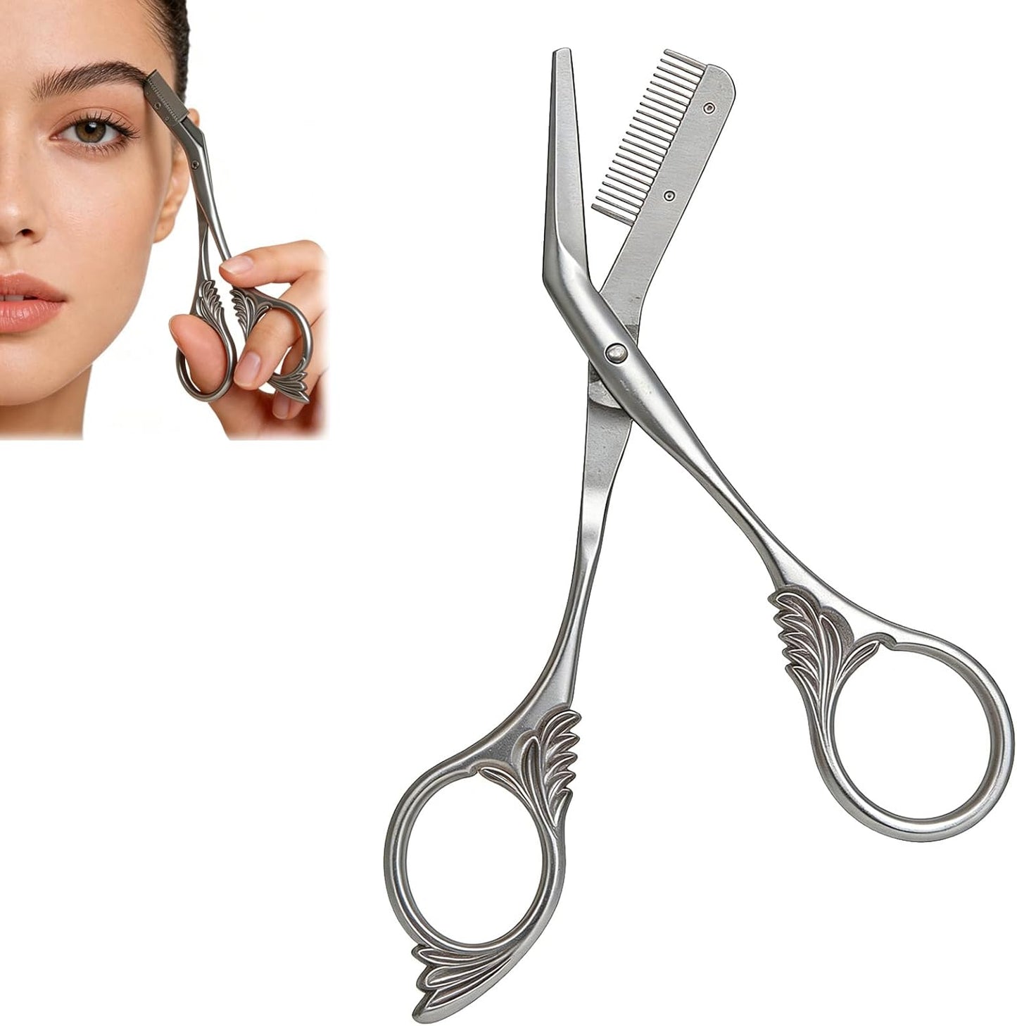 Eyebrow Trimmer Scissors - Stainless Steel Precision Cutter for Sleek Shaping | Grooming Kit for Men & Women (Black)