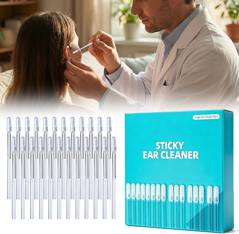 Sticky Ear Cleaning Stick - Reusable Adhesive Ear Cleaner Picks | Gentle Soft Tool with Dust Cover - 24pcs