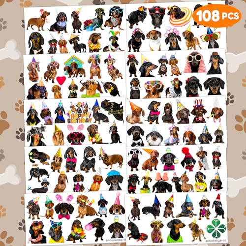 Dachshund Dog Birthday Party Decorations - 108 Temporary Tattoos Supplies