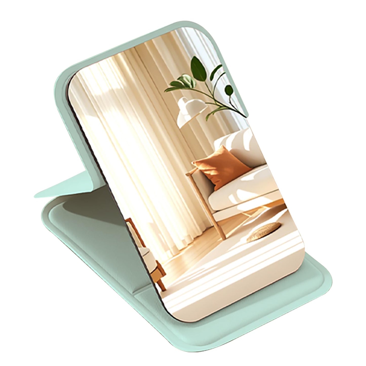 IEOSNGN Small Makeup Mirror Compact Portable Pocket Mirror for Women Girls, Lightweight Mini Travel Mirror with Mirror Cover (Green)