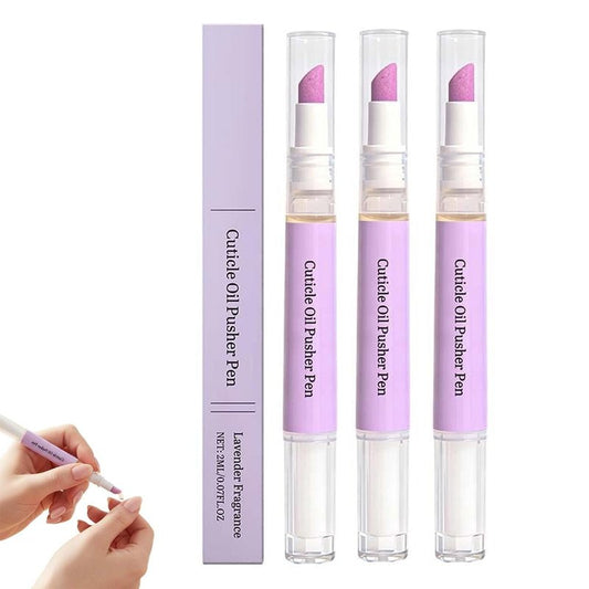 3Pcs 2-in-1 Cuticle Pusher & Oil Pen, New Cuticle Oil Pusher Pen, Portable Nail Care Pen Instant Cuticle Tools for Dry Damaged Nails Hangnails Moisturizes Strengthens Brightens