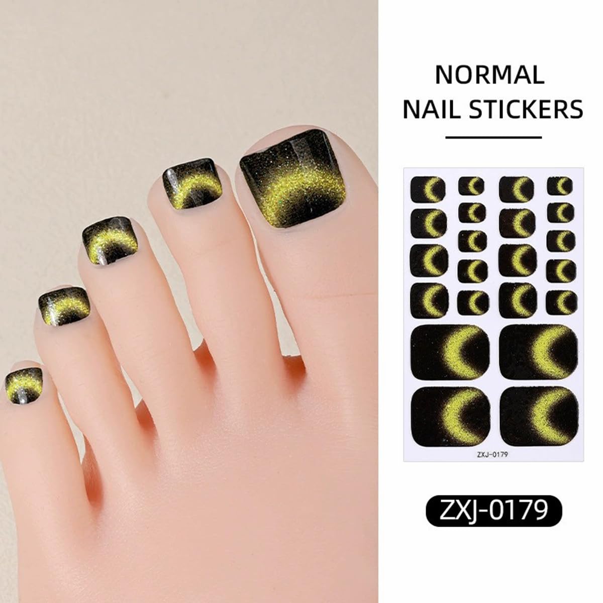 Toe Full Nail Wraps Gel Nail Stickers Solid Gradient Glitter Nail Full Wrap Full Cover Nail Polish Strips 6PCS Smile French Line Self-Adhesive Toe Nail Decals for Women Manicure Nail Art Decorations