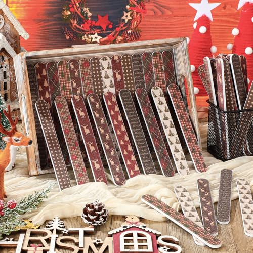 Lanties 45-Pack Christmas Nail Files, Double-Sided Holiday Emery Boards