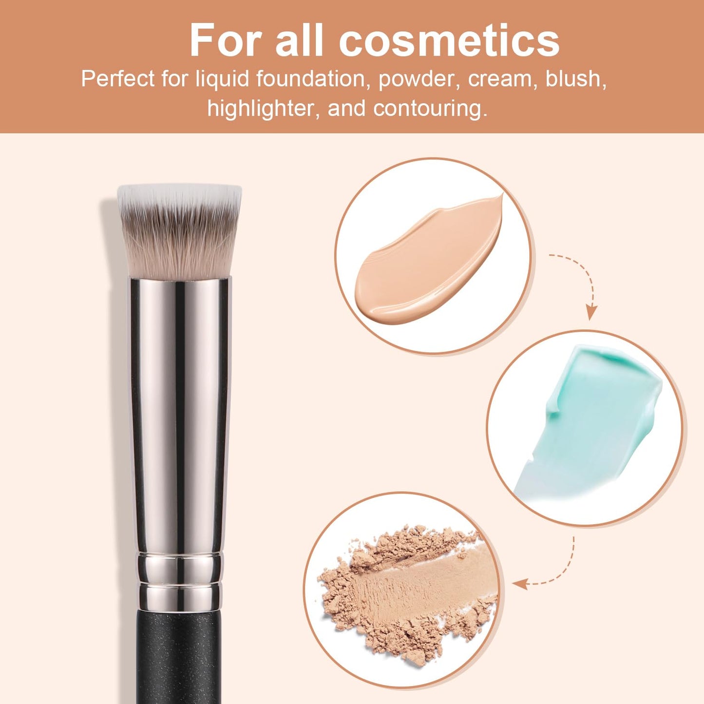 Concealer Brush Set - Flat Top Blush, Angled Nose Contour & Ultra-Thin Eyeliner Brushes for Flawless Finish | 370S