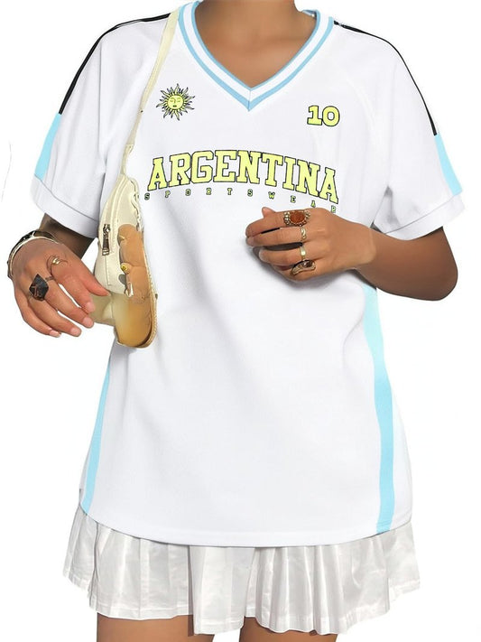 Soccer Cup 2026 Shirt Women Brazil Jersey Mexico Shirts USA Soccer Top Soccer Jersey Shirts Y2k V Neck Soccer Fans Tee Top