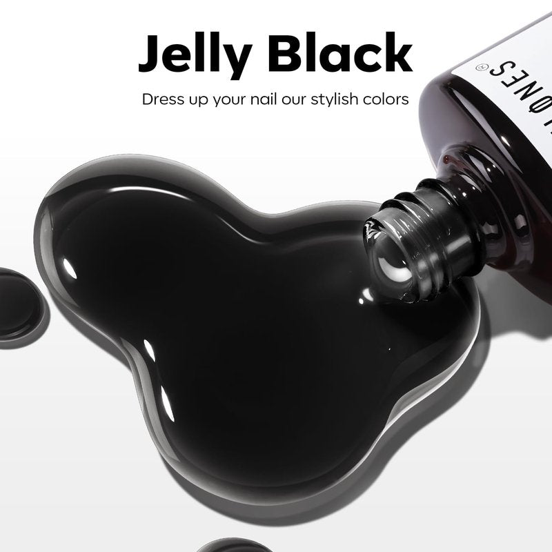 Modelones Jelly Gel Nail Polish - Black Sheer Translucent Soak Off | 15 ML
