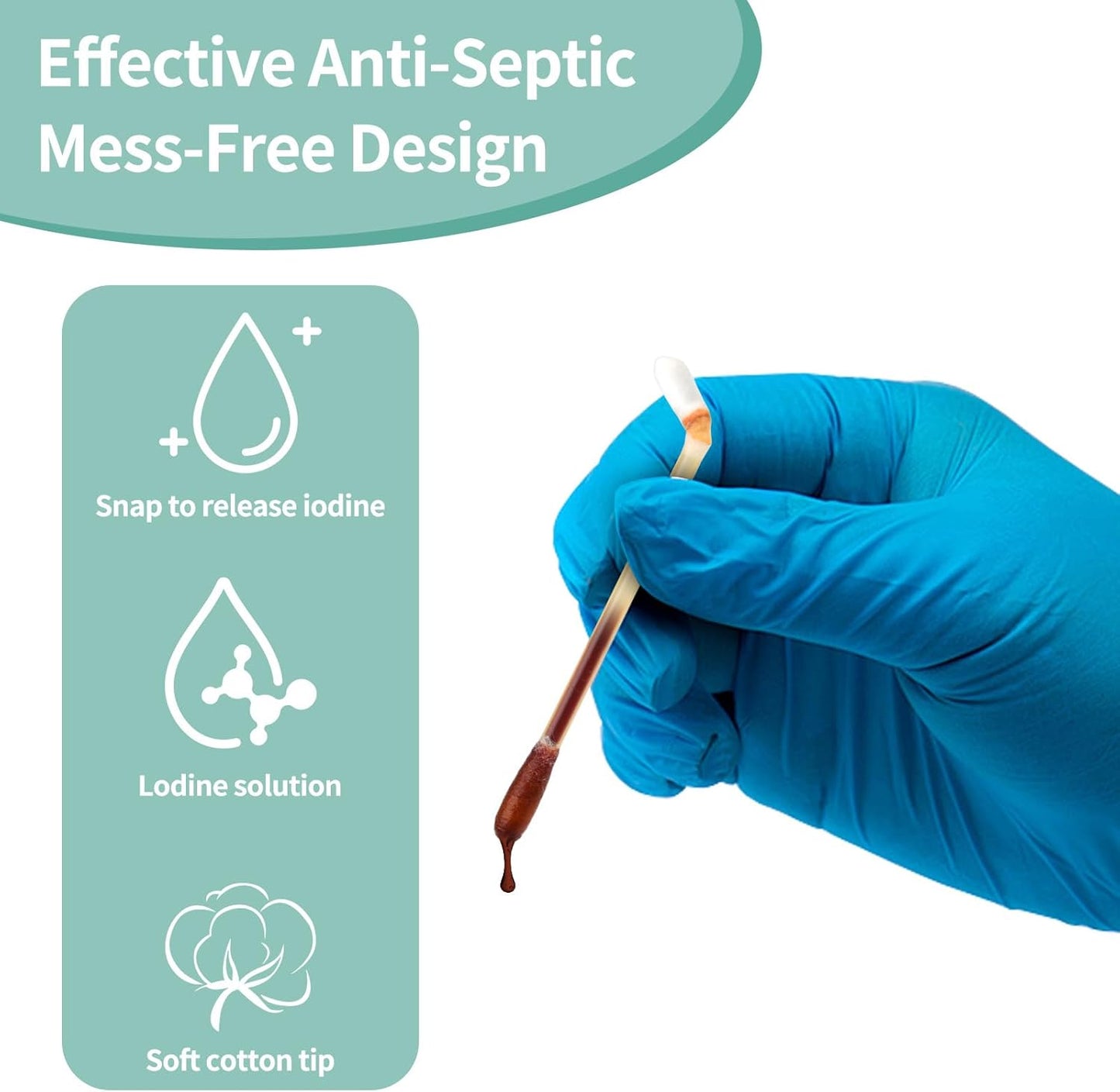 Iodine Swabs for Wound Care - Premium Cotton, Sterile & Travel-Friendly | 100 Count