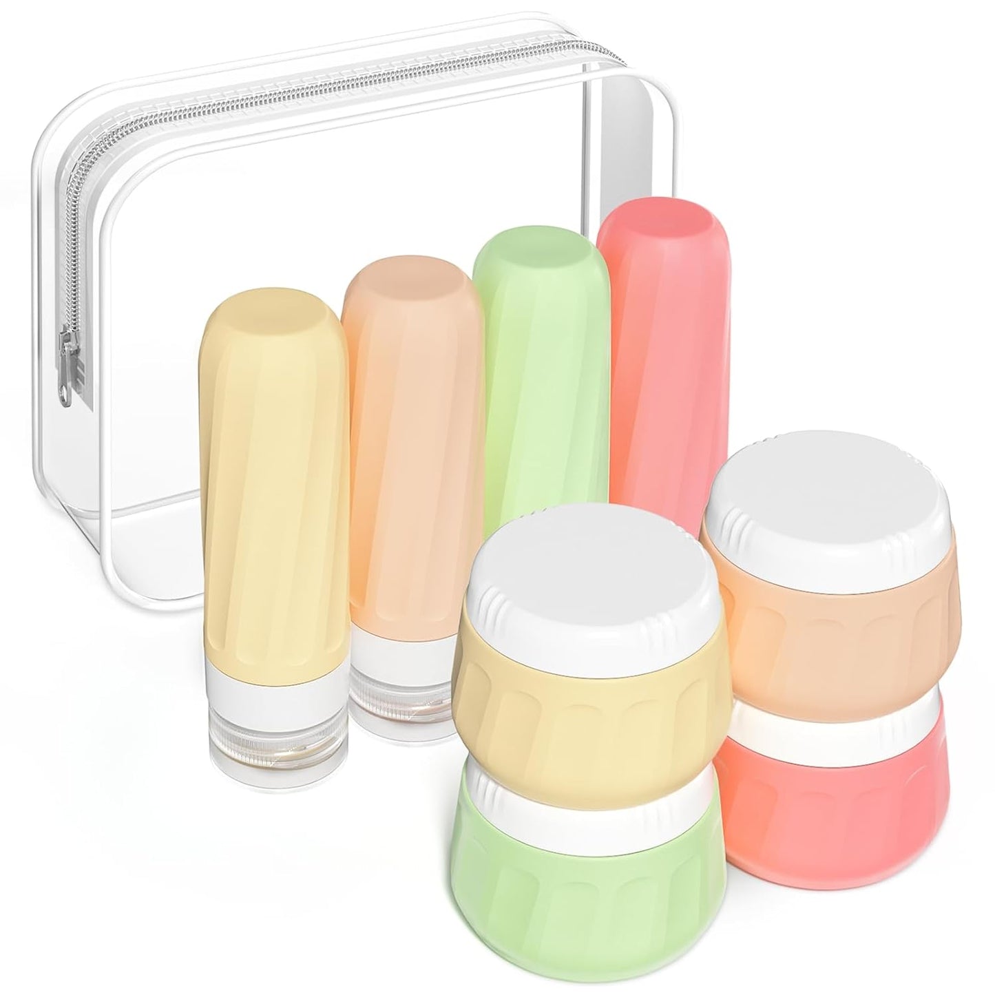 Travel Bottles for Toiletries - TSA Approved 8 Pack | Leak-Proof Silicone Containers with Clear Bag, 3oz
