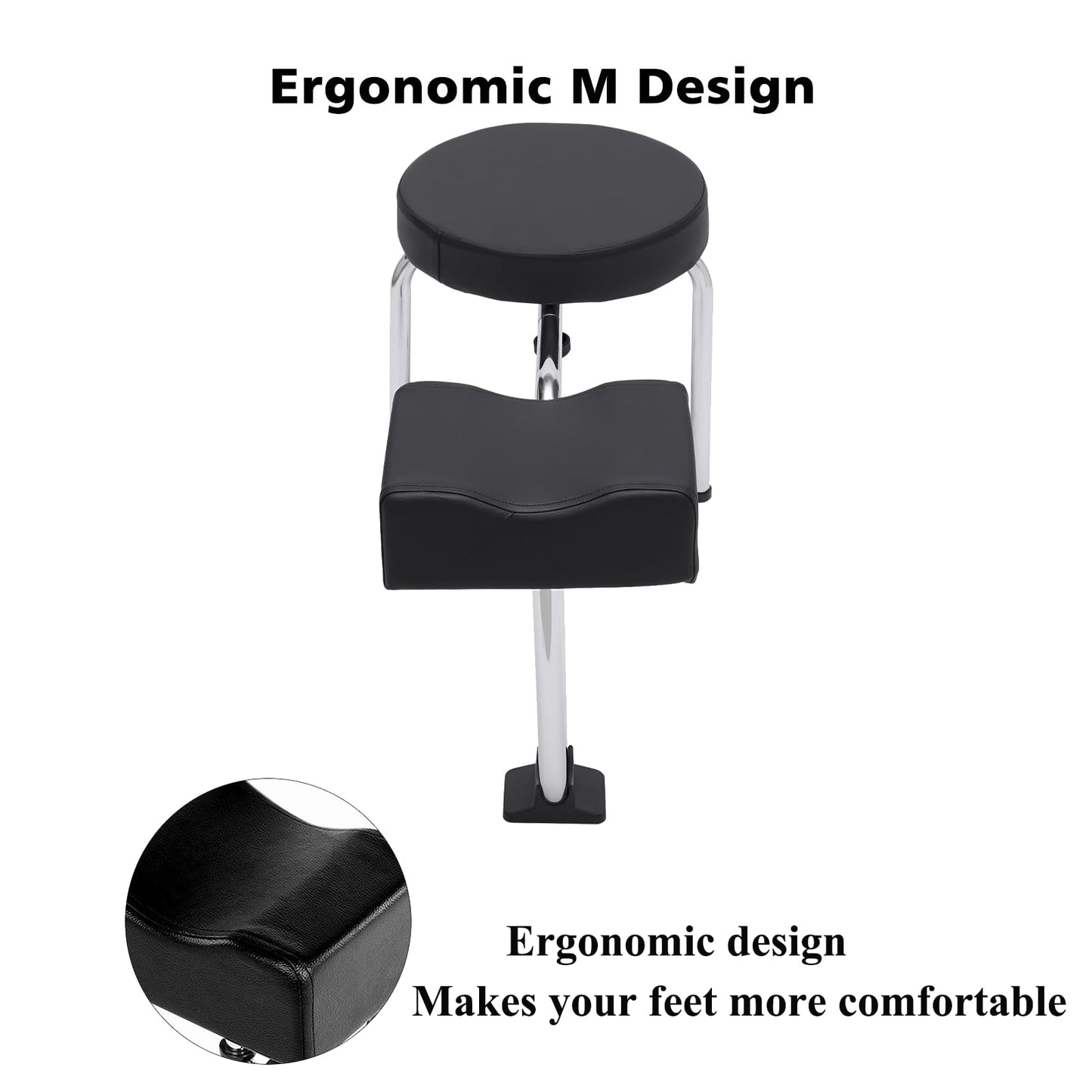 Dsmsseym Portable Pedicure Foot Rest Stool, Adjustable Height, Black, for Spa, Beauty Salon, Studio