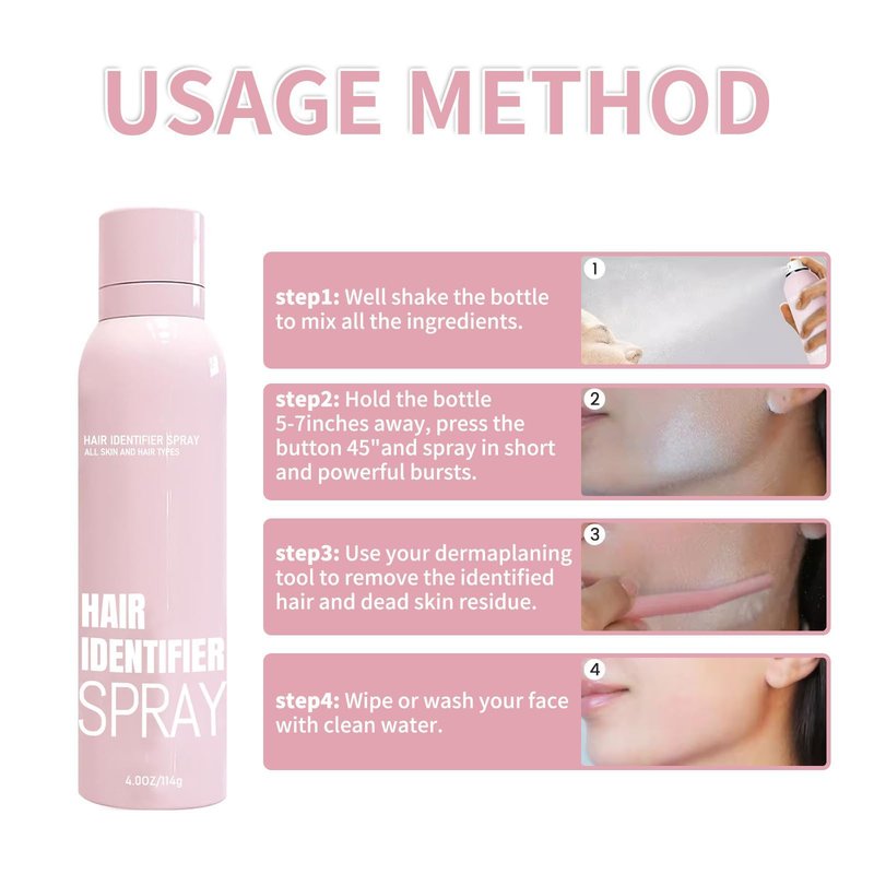 Hair Identifier Spray For Face Shaving Dermaplaning Woman Gifts Hair Removal Spray For All Skin Types， Hair Removal Cream Chest, Back, Legs & Under Arms（4 Oz）With Spatula
