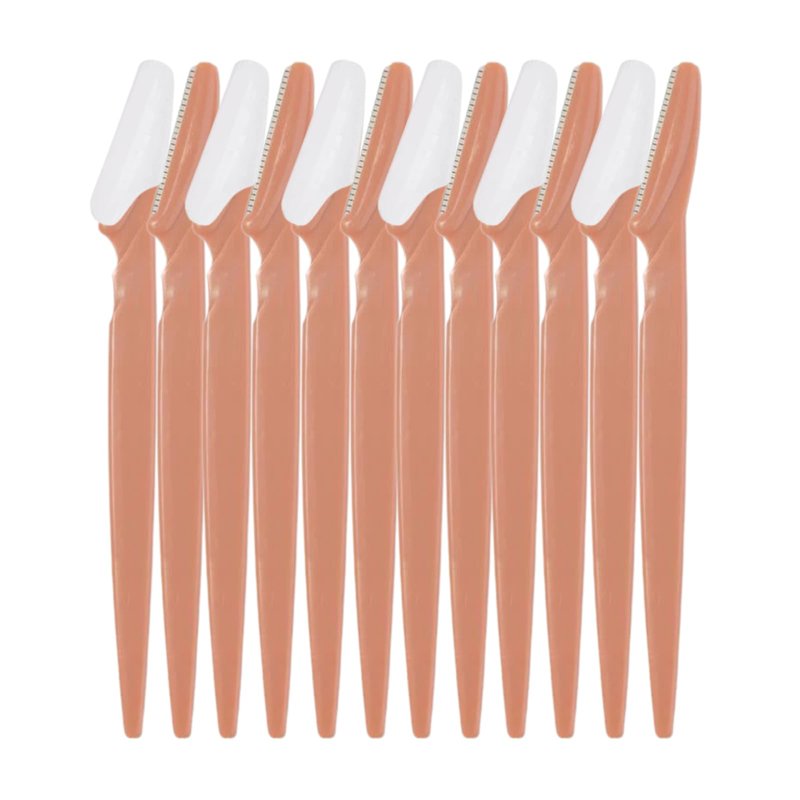 Bestac 12 Pcs Dermaplane Razor for Women & Men, Eyebrow Trimmer Shaver, Gentle Skin Care Tool, At-Home Facial Razor, Eyebrow Grooming Razor Set (Terracotta)