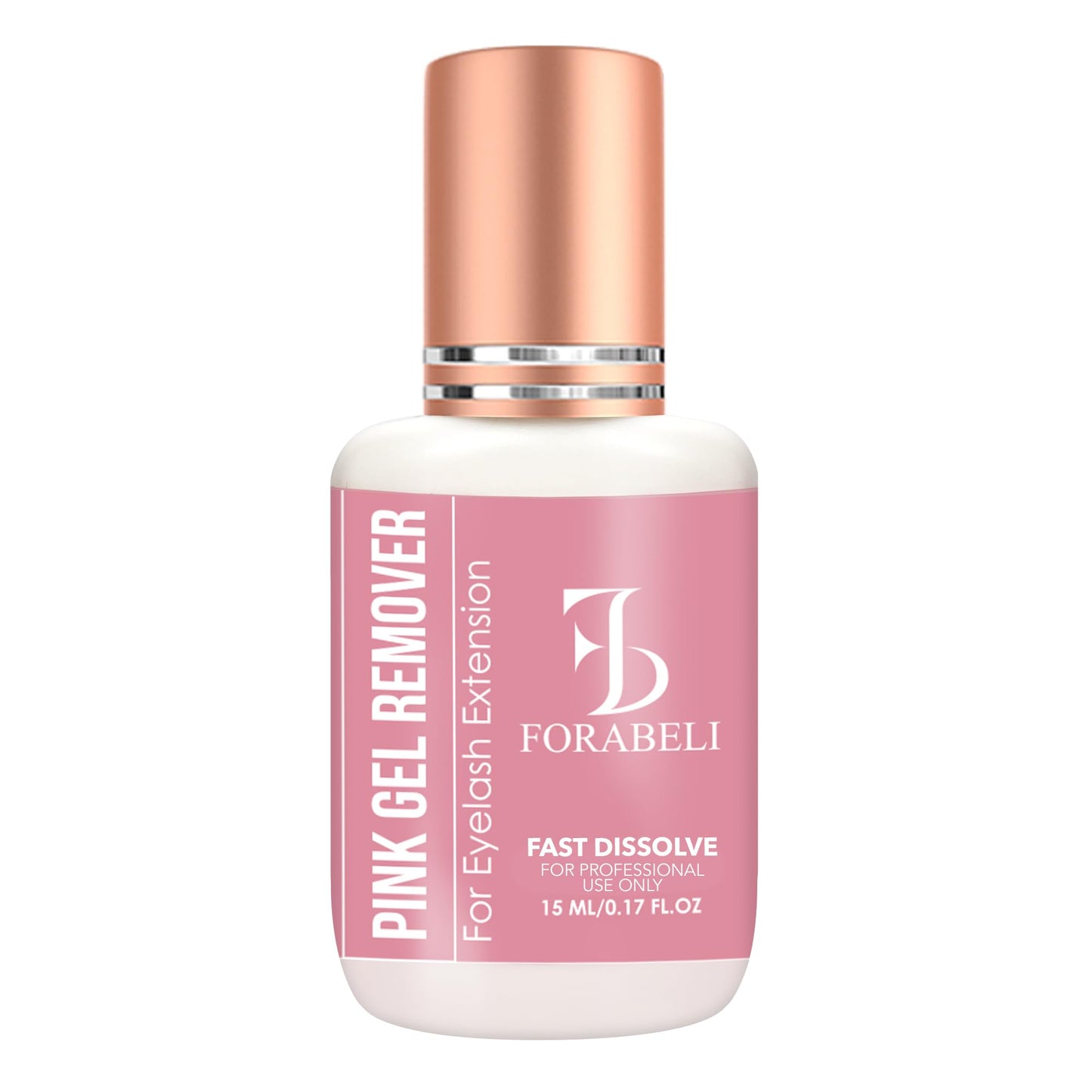 FORABELI Pink Gel Lash Remover for Eyelash Extensions | Fast Acting 60s Dissolution | High Visibility Professional Glue Remover | Gel Type Adhesive Remover | 15ml