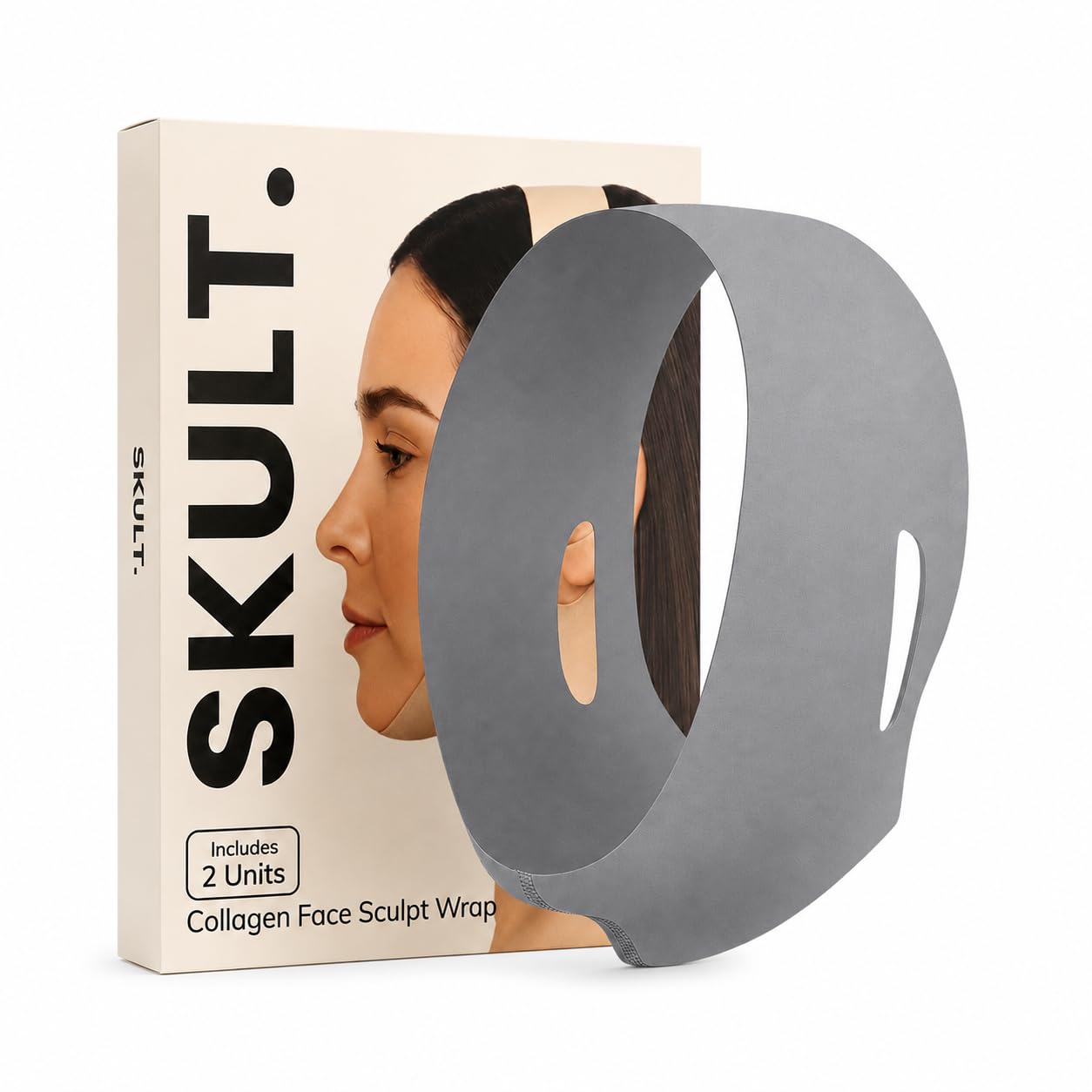 Collagen Face Sculpt Wrap - Reusable Chin Strap for Jawline Shaping | 2 PCS, Adjustable & Breathable (Gray)