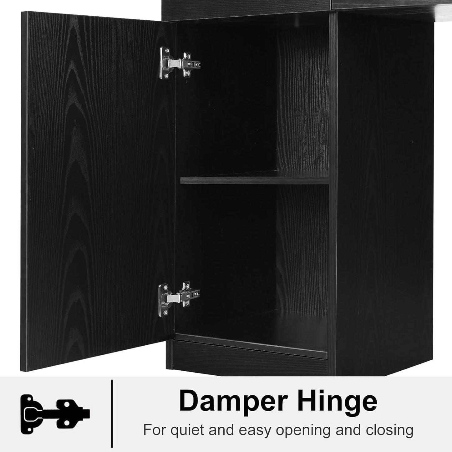 Salon Stations for Hair Stylists - Black Barber Station with 3 Hair Dryer Holders, 3 Drawers & Cabinet | Modern Design