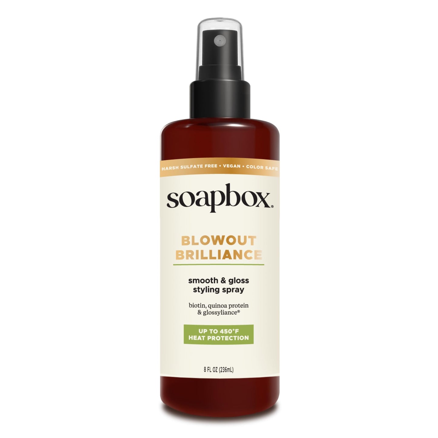 Soapbox Blowout Brilliance, 3-In-1 Volume, Shine & Heat Protectant Spray for Hair - Leaves Hair Shiny, Smooth, Lifted & Protected - Lightweight Thermal Protection with Anti Frizz Smoothing - 8oz