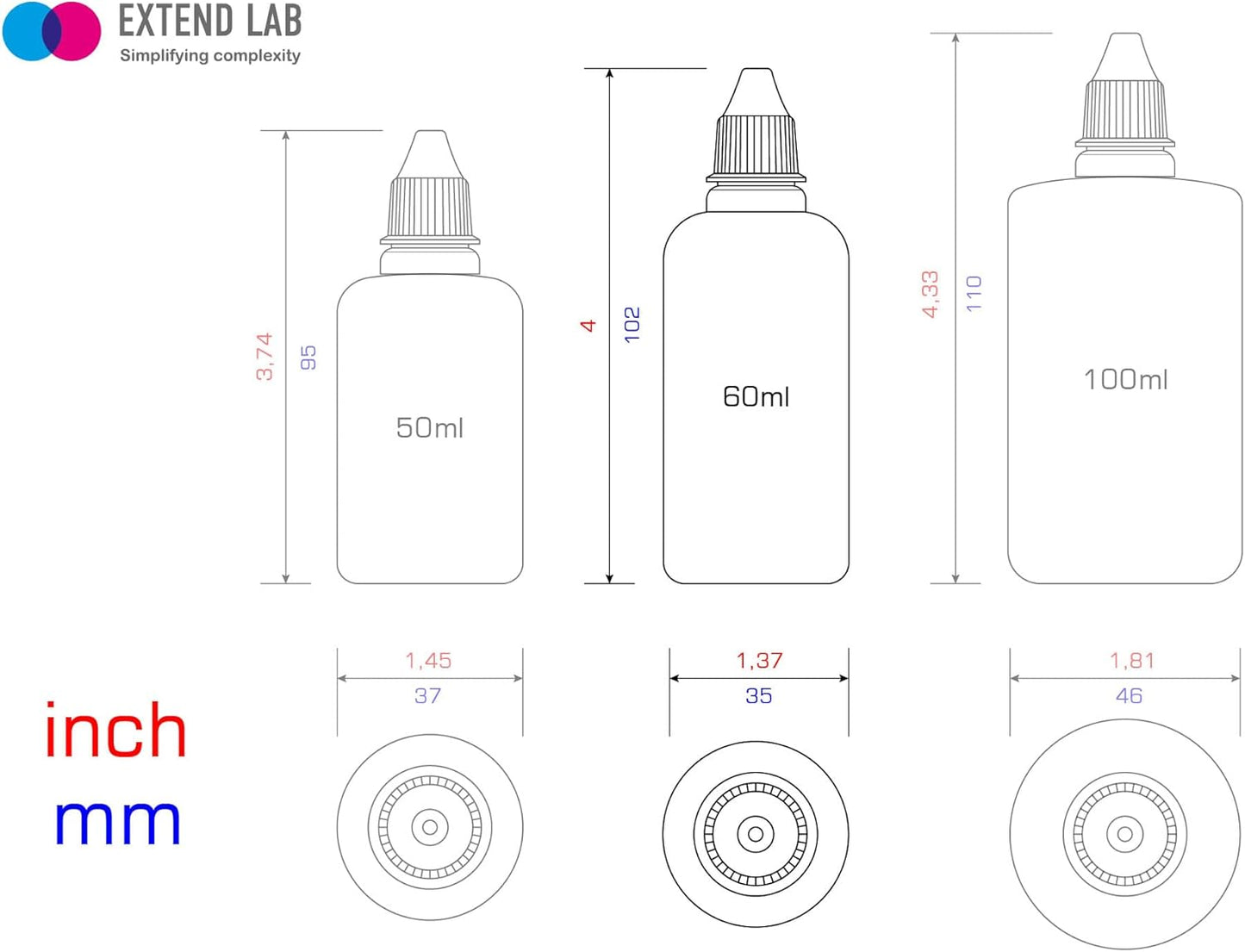 60ml Dropper Bottles for Oils & Serums - Refillable Plastic Squeezable 5 Pack | Ideal for Lab Use