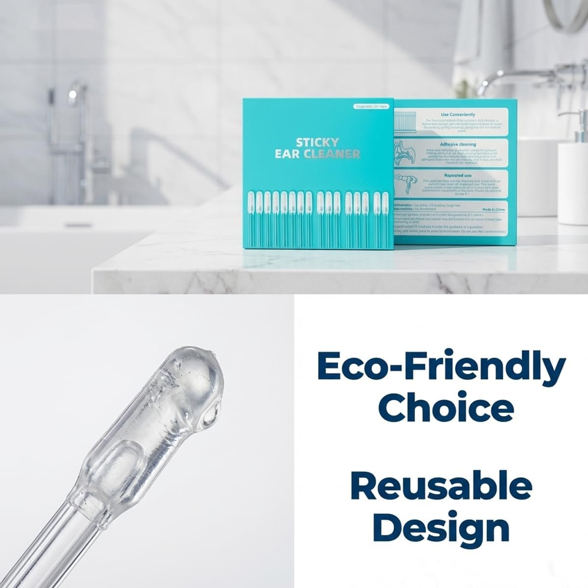 Sticky Ear Cleaning Stick - Gentle Reusable Ear Cleaner, Soft & Portable | 72 Pieces in 3 Boxes