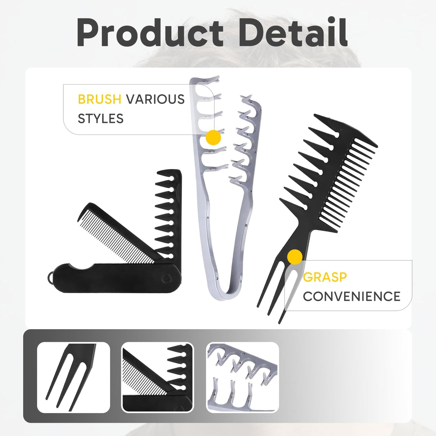 4PCS Texture Comb Set,Texturizing Comb Textured Styling Comb for Hair Styling, Salon Quality Hair Tools for Women and Men, Durable and Lightweight Design for Professional Use and Everyday Use