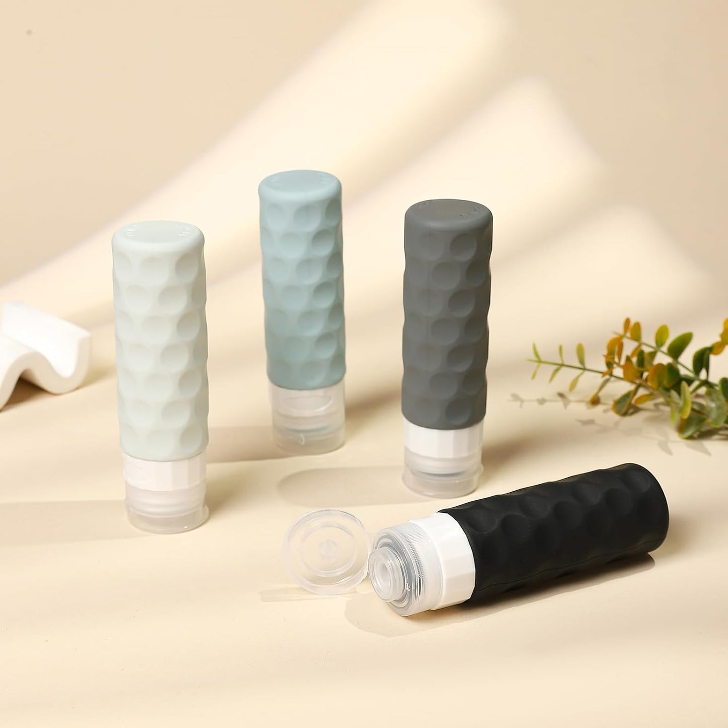 Travel Bottles for Toiletries - 4PCS TSA Approved 3oz Silicone Containers | BPA Free, Leak Proof, Refillable