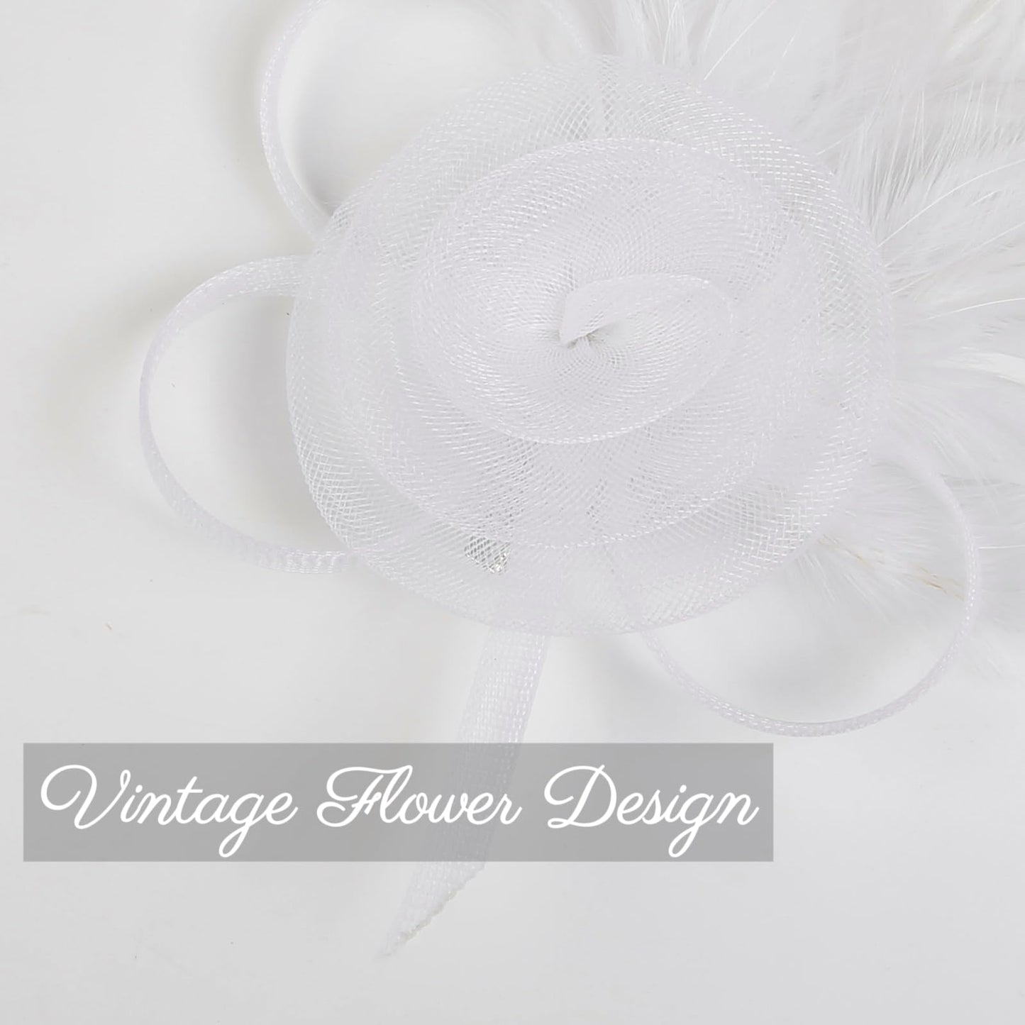 WOVOWOVO Fascinators Hats for Women Tea Party Headband Cocktail Wedding Headwear Headband for Women and Girls White