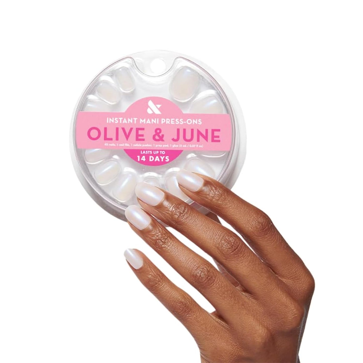 Instant Mani Summer Press-On Nails - Non-Toxic, Long-Lasting | 42 Fake Nails in 21 Sizes | Medium Almond Shape