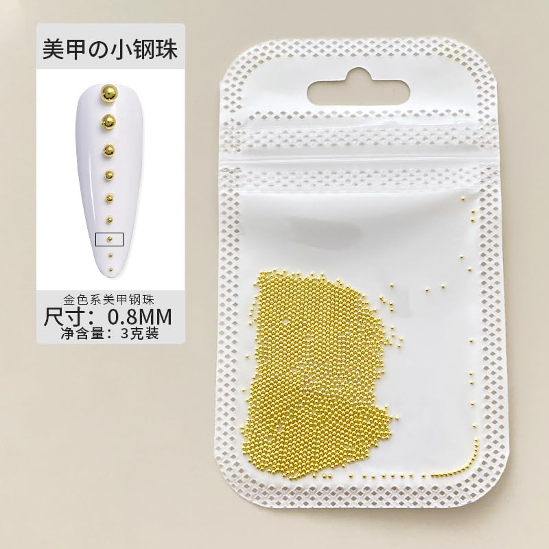 Gold Caviar Beads Nail Charms for DIY Nail Art - 3g