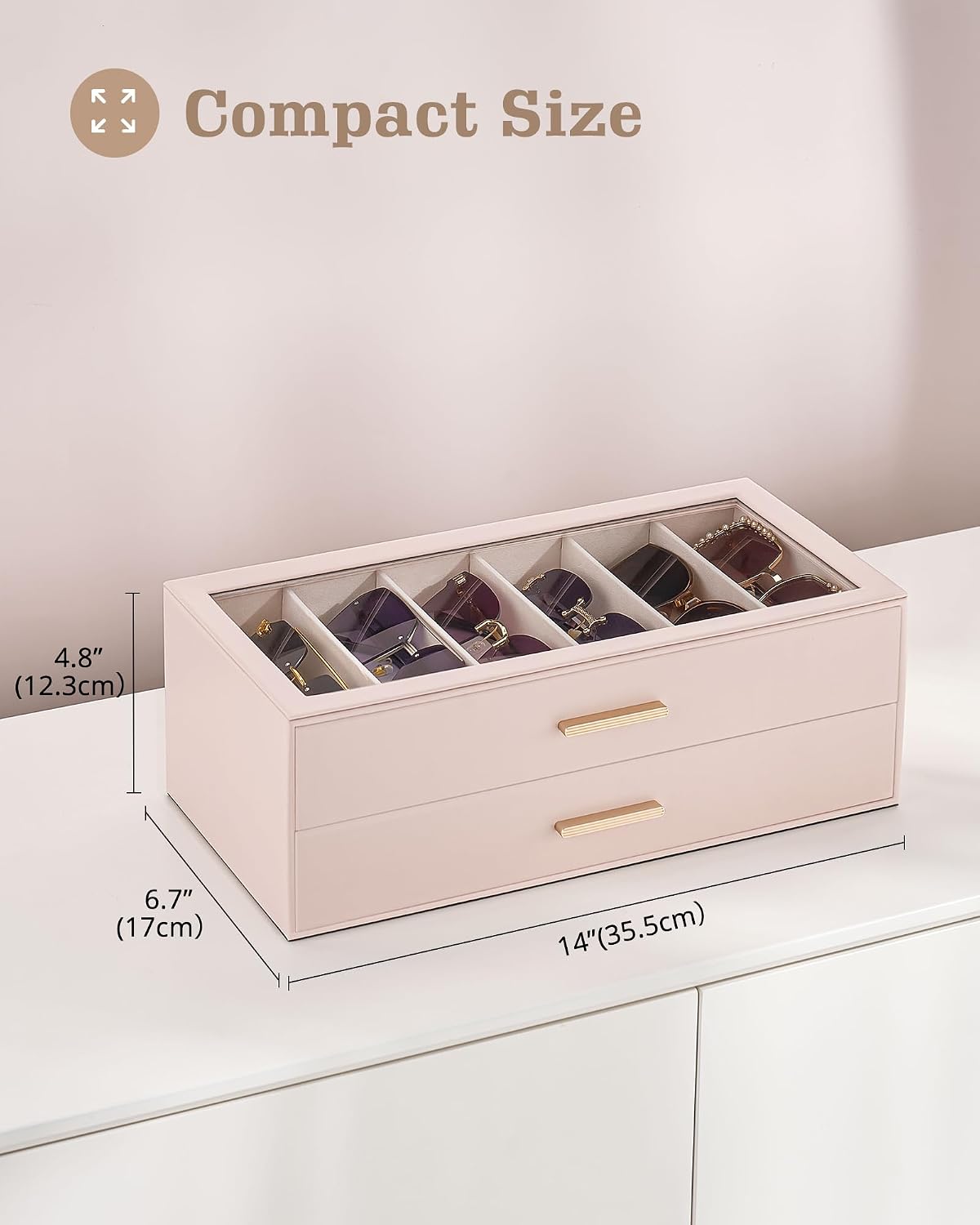 Sunglasses Storage Box for Women - Clear Top Eyewear Organizer | Stylish Display Case