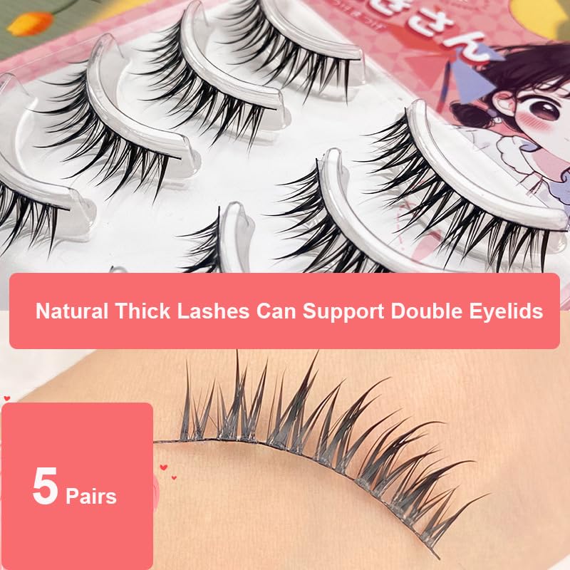 LASGOOS Natural Look Fake Eyelashes - 5 Pairs, 7-14mm