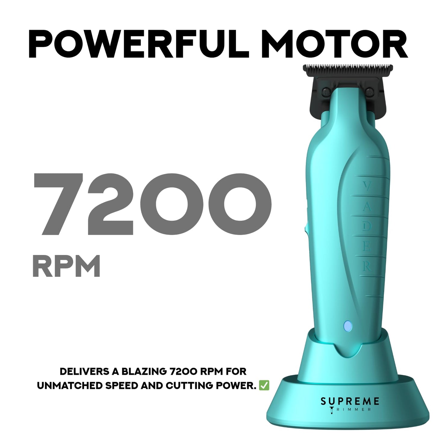 Supreme Trimmer Vader ST3778 – Professional Cordless Barber Liner | 210 Min Runtime, 7000 RPM Motor, Zero Gap DLC T-Blade, USB-C Fast Charging | Beard, Hair & Body
