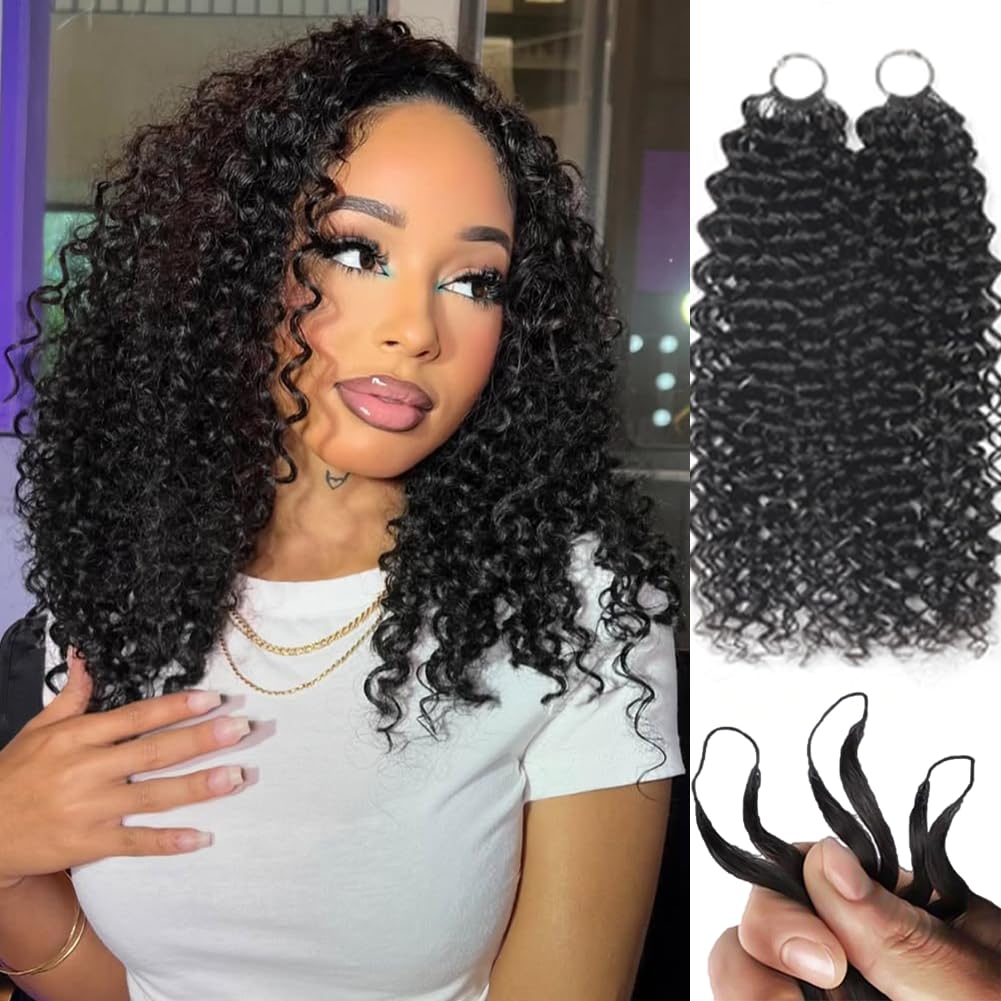 Human Crochet hair for Black Women 14Inch Feather Crochet Human Hair Bundles 120g Invisible Pre-Separated Reusable Remy Human Hair Miracle Knots Hair Extensions Natural Black
