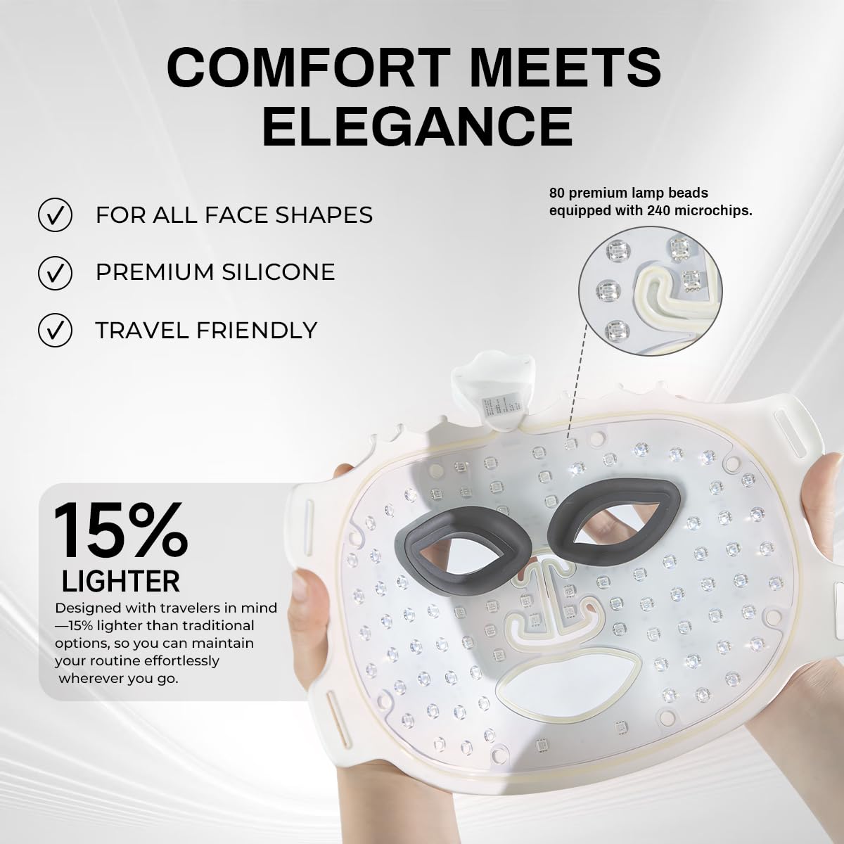 skifir Wireless Photoelectric Beauty Red Light Mask Sustainable, Rechargeable and Ergonomic Design for Home & Travel