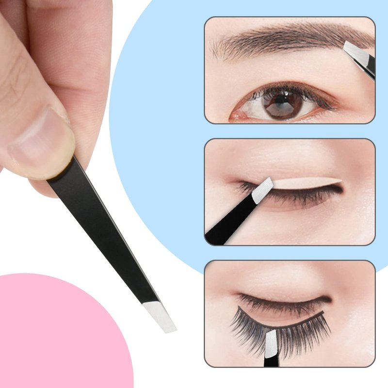 FIVETAS Lash Tweezers for Eyelash Extensions for Women Ingrown Hair Tweezers Pointed Precision Tweezers for Eyebrows & Ingrown Hair Removal