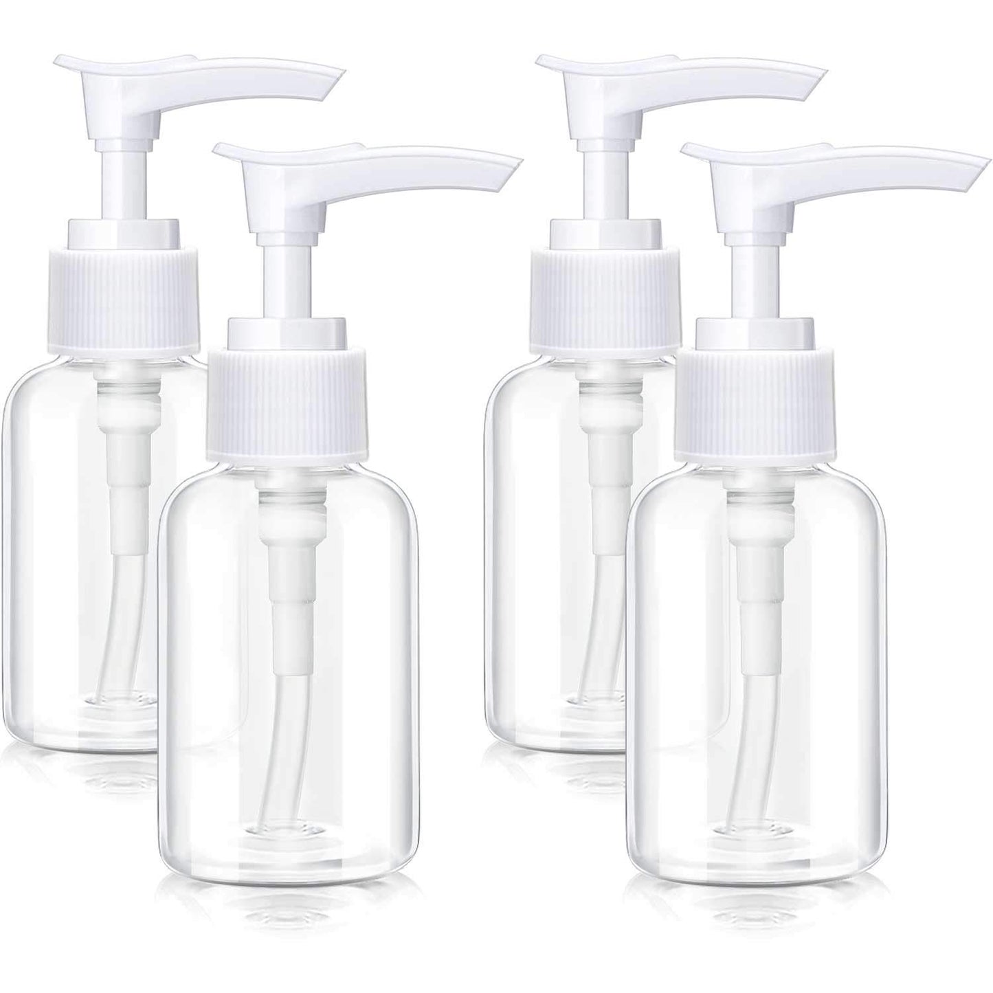 Transparent Travel Pump Bottles - 4 Mini Lotion Dispensers for Cleaning & Cosmetics | Clear Plastic Foamer Bottles
