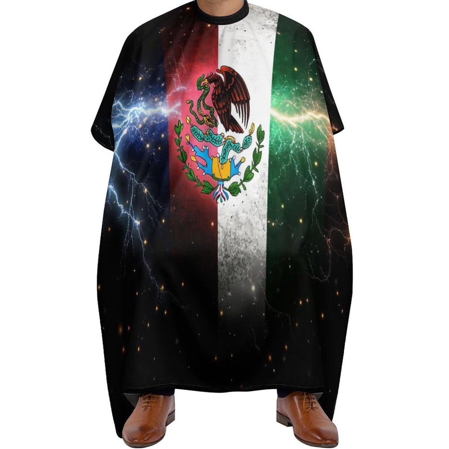 Professional Hairdressing Cape Large Unisex Barber Cape with Adjustable Closure Cool Lightnings Eagle Mexico Flag