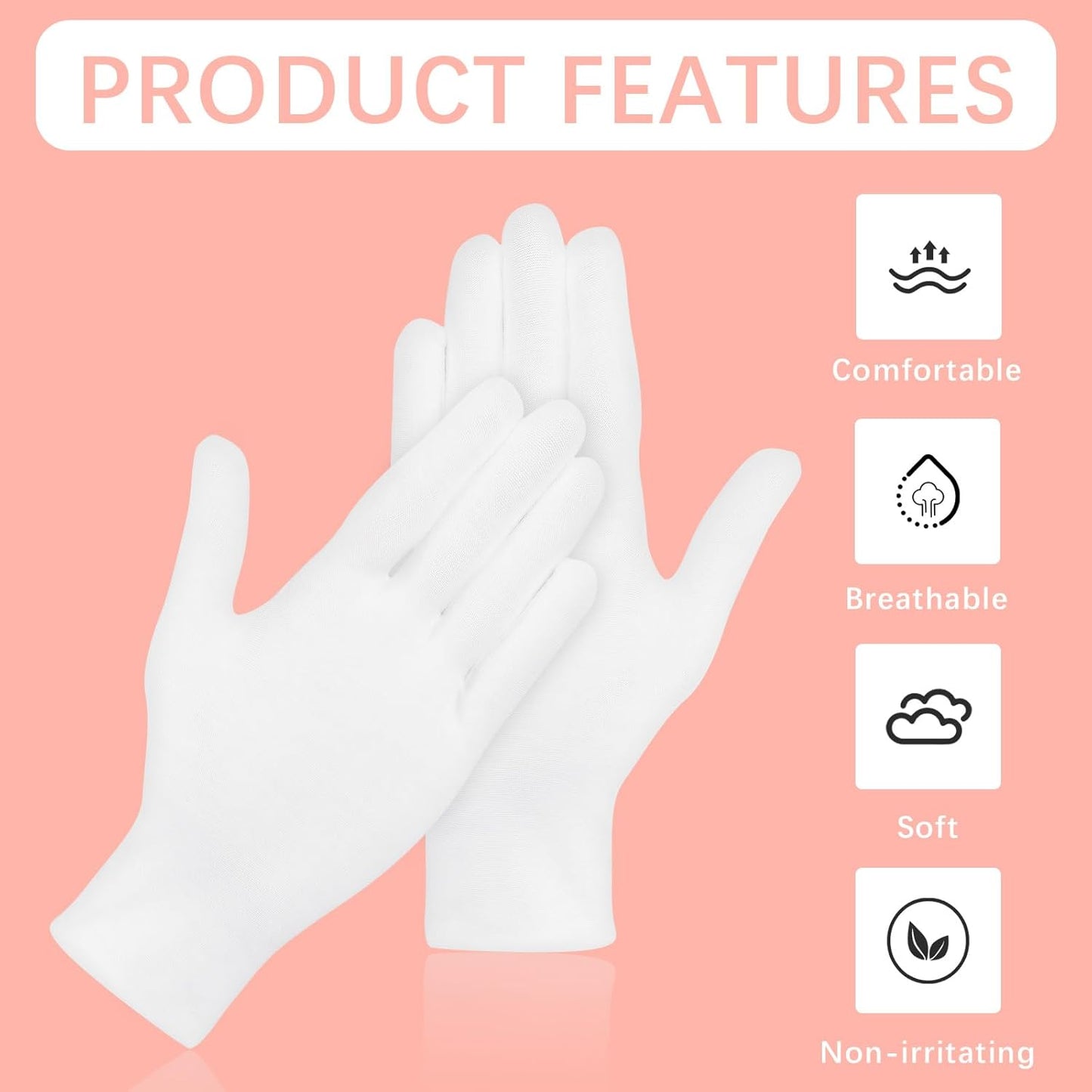 Cotton Sleep Gloves for Eczema Relief - 36 Pcs Moisturizing White Gloves for Men & Women | Soft Stretchable Design