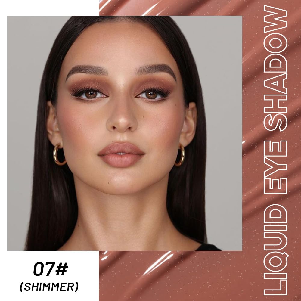 Warm Apricot Shimmer Liquid Metallic Eyeshadow - Longwear, Buildable & Blendable Cream for Mature Skin | Vegan & Cruelty-Free