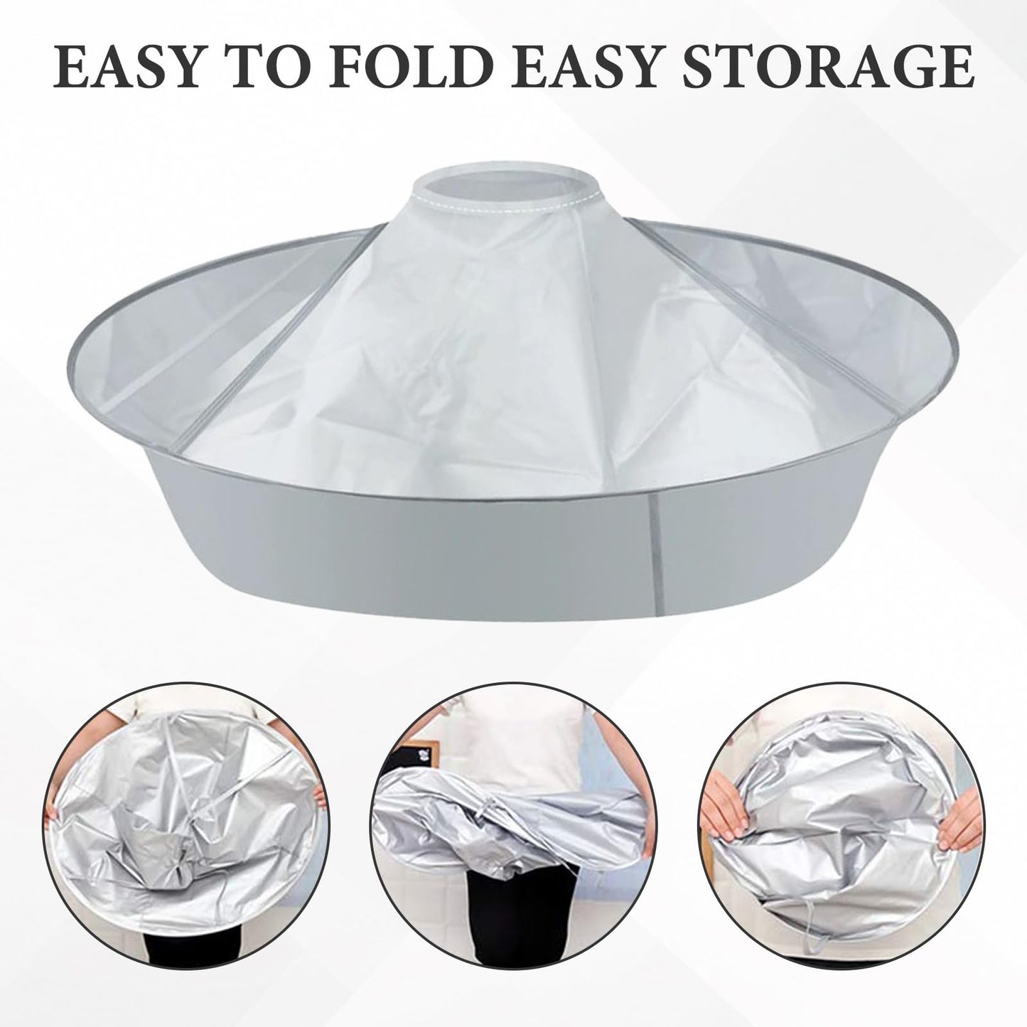 2PCS Hair Catcher for Haircuts, Foldable Hair Cutting Cape Umbrella, Waterproof Haircut Cape for Adults, Hair Trimming Catcher for Salon or Home Hair Cutting (Light Grey)