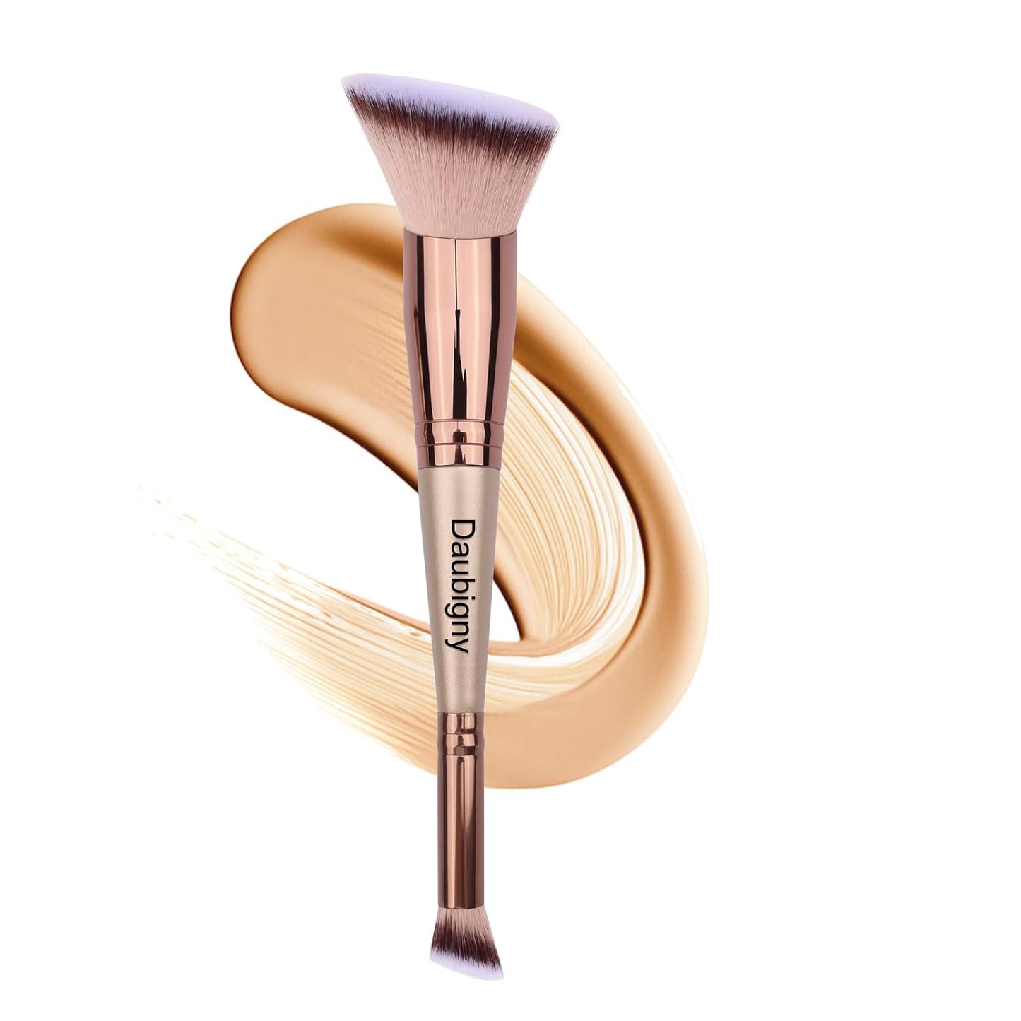 Dual-Ended Foundation & Concealer Makeup Brush - Premium Luxe Hair for Flawless Blending | Angled Design