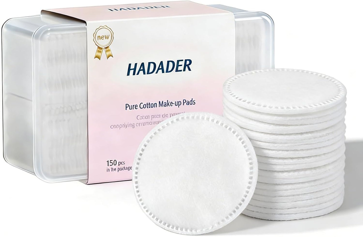 Cotton Rounds - Hypoallergenic Makeup Remover Pads, Lint-Free | 150 Pcs Boxed, 100% Pure Cotton