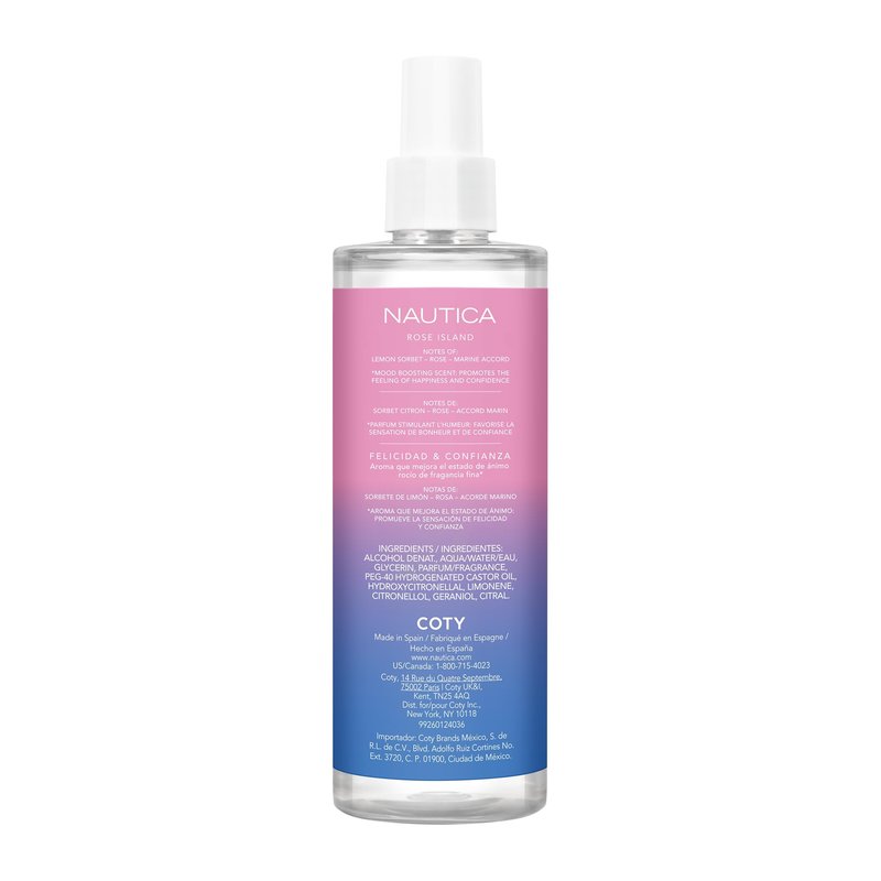 Nautica for Her Rose Island Body Mist, 8.4 Fl Oz (Pack of 1), Notes of Lemon, Rose, and Musk, Women's Fragrance, Long Lasting, Mood-Boosting Fragrance, Vegan Formula
