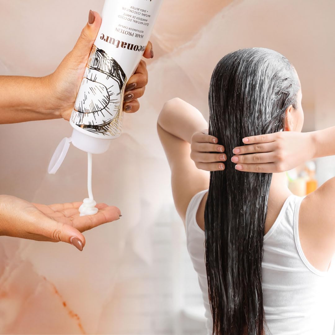 COCONATURE Hair Protein | Formaldehyde-Free Smoothing Treatment with Natural Coconut Oil & Shea Butter | Deep Repair, Frizz Control, Shine & Volume Reduction