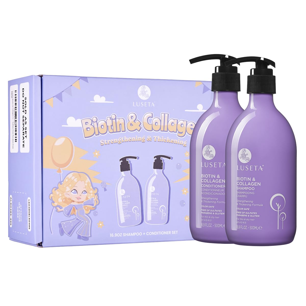 Biotin & Collagen Shampoo and Conditioner Set - Thickening Formula for Hair Loss & Growth | Sulfate-Free, 2×16.9oz