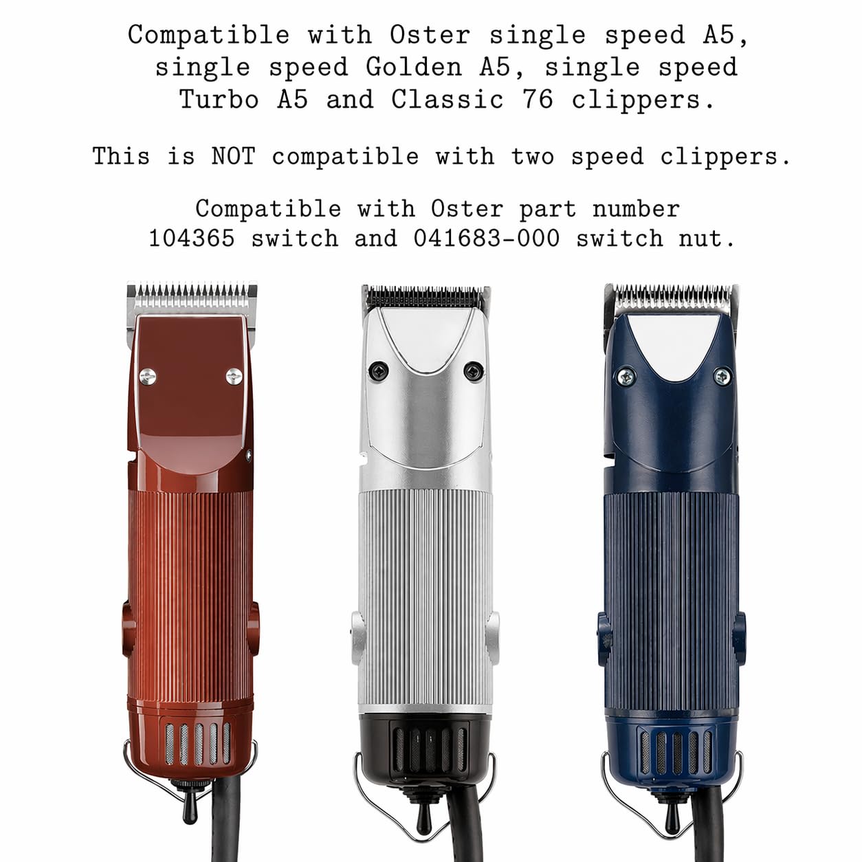 Univen Single Speed Clipper Toggle Switch and Nut Compatible with Oster Single Speed A5, Single Speed Golden A5, Single Speed Turbo A5 and Classic 76 Clippers 104365